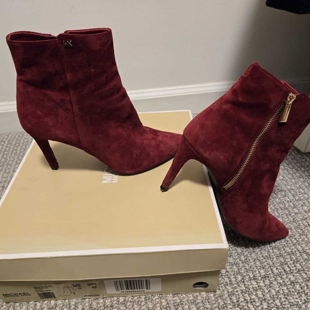 Michael Kors Burgundy Suede Heeled Boots